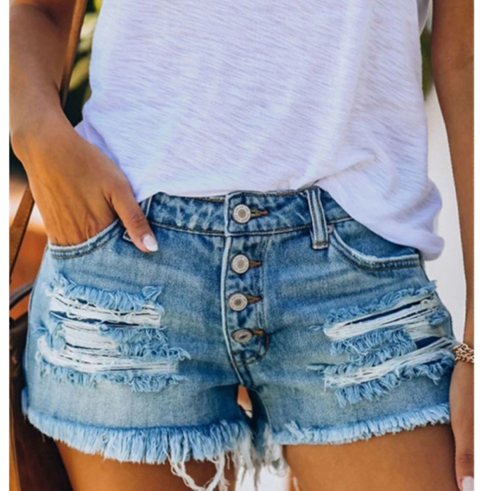 Distressed Ripped Jean Shorts sizecSmall [2-4]